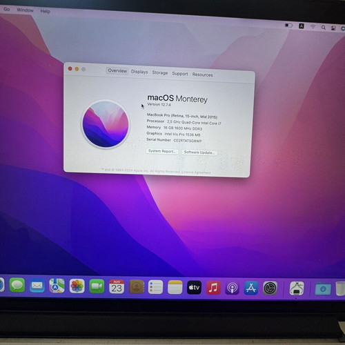 MacBook Pro Retina 15.4” laptop, 16GB RAM, 512GB SSD, Quad-Core i7