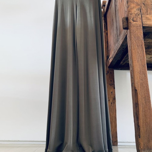 Stelios Koudounaris jersey wide-leg pants, olive color, size S
