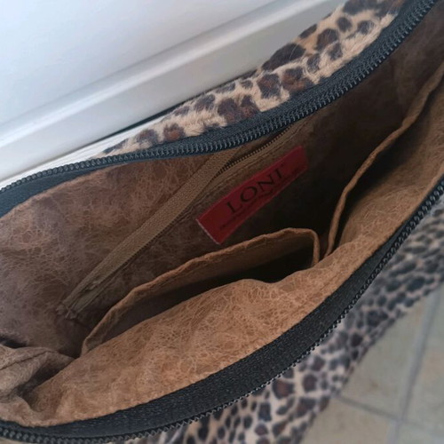 Leopard messenger bag medium size synthetic fur