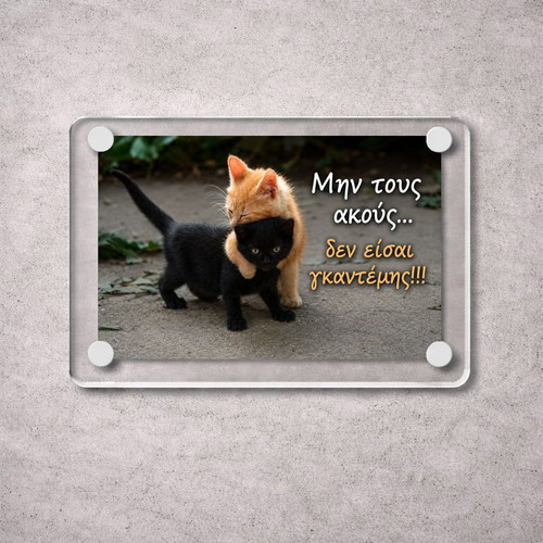 Acrylic fridge magnet 9x6cm "Μην τους ακούς..." new