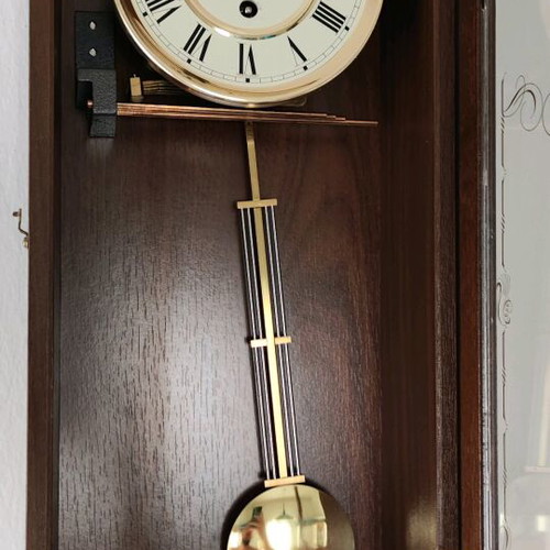 Hermle Fulham Westminster Chime wall clock made of solid walnut wood