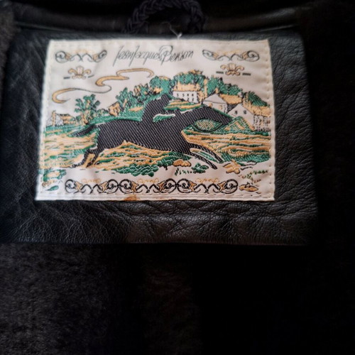 Mouton coat unisex used, dark green-gray, Swiss origin