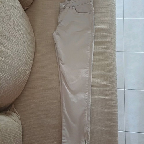 Women's elastic pants beige used with side zipper