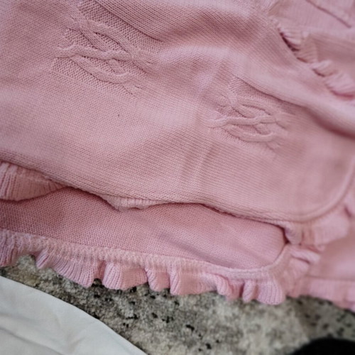 Pom Pom bolero, shirt scarf and hat like new, white and pink