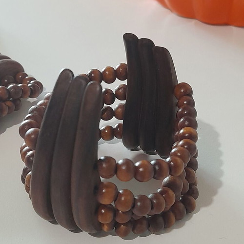 Bracelets new, pack of 3 handmade wooden ethnic brown