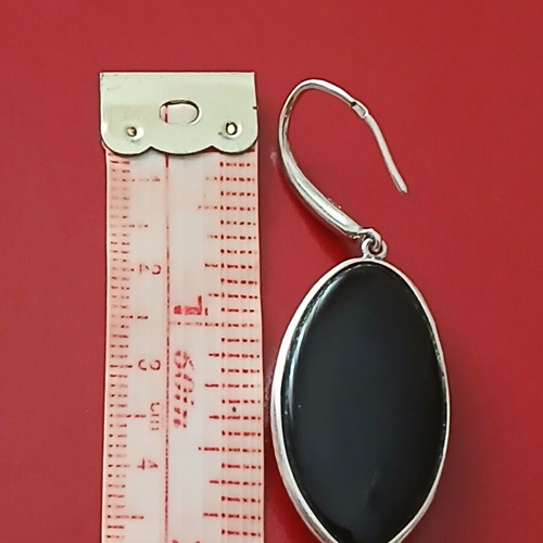 Earrings 5 cm silver 925 and obsidian A quality like new