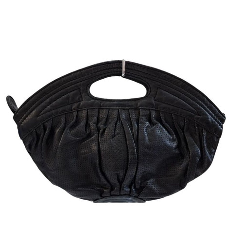 Vintage Diesel black leather clutch bag used, sporty design