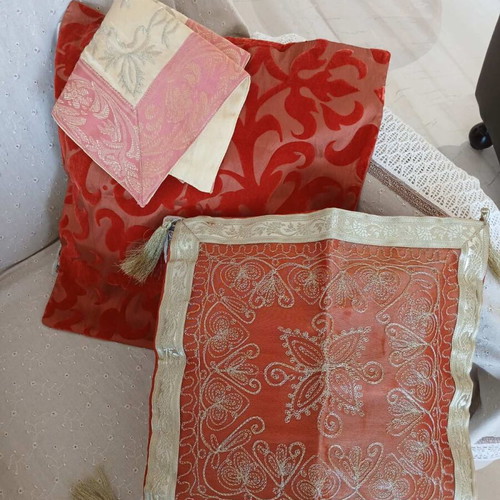 Decorative pillowcases new, velvet satin with gold decor