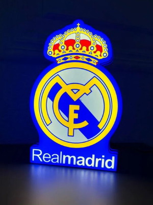 Real Madrid Logo lightbox LED lamp made to order, official replica