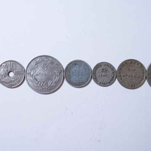 Greek coins used, set of 34, 1922-1930