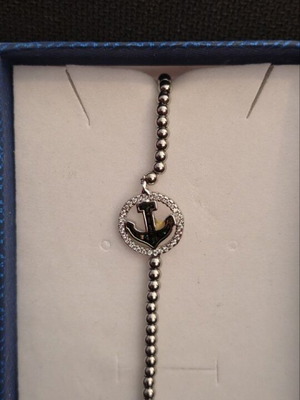 925 Bracelet with Anchor like new, black and silver