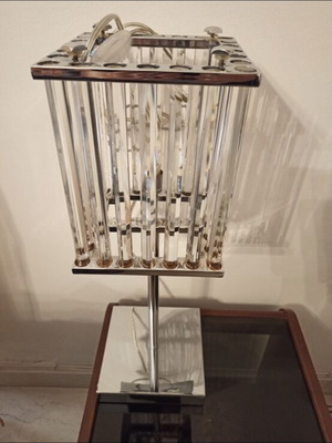 Vintage table lamp with LED and glass tubes, chrome metal