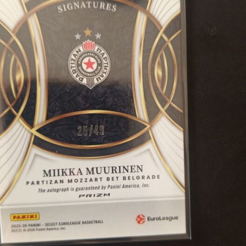 Miikka Muurinen 2025-26 Panini Select EuroLeague Blue /49 Auto Signatures like new