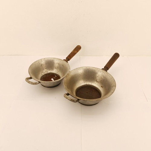 Set of two vintage sieves small and large, used, 1950s