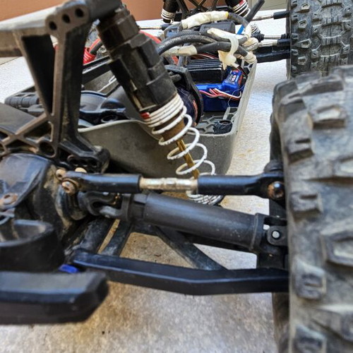 Traxxas Rustler 4x4 VXL RC car used with upgrades and lipo battery
