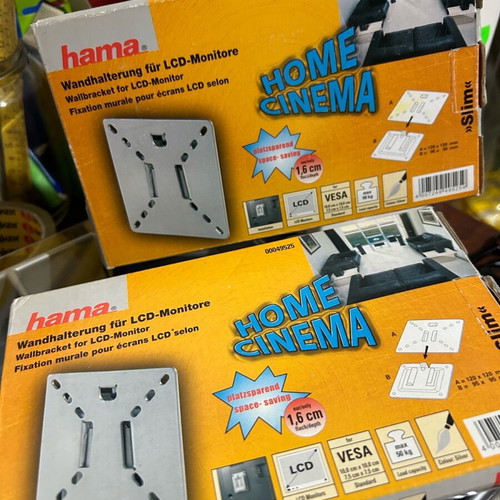 HAMA 49525 LCD Wall Bracket Slim VESA 100 Silver TV Mount new