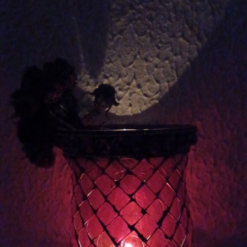 Candle holder for tealight used with decorative blackberries, plastic