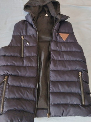 Sleeveless boys' vest with hood like new, dark blue, size 8-10 years