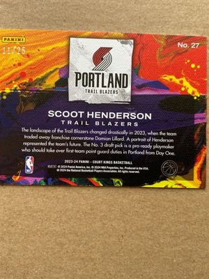 Panini Court Kings Rookie Scoot Henderson σαν καινούργιο /25