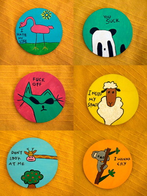 Wooden handmade coasters painted by hand