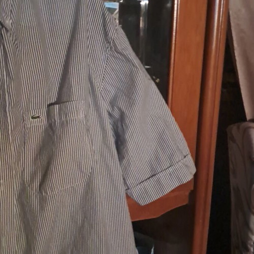 Lacoste striped short-sleeve shirt XL like new, white and blue