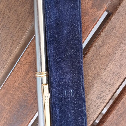 Senator Vintage Ballpoint Pen Stainless Steel & Gold Trim like new with case