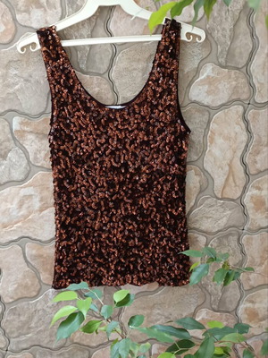 Evening top with sequins like new, brown and gold