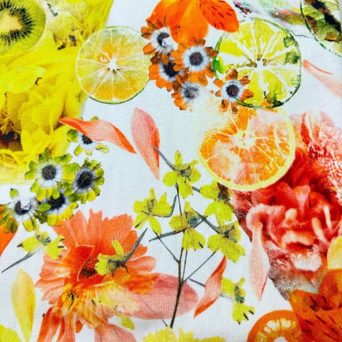 Marc Cain summer dress with citrus and floral print size N3 like new