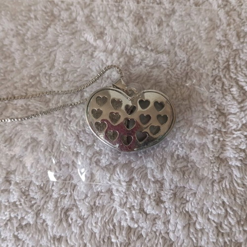 Handmade necklace with double heart and Swarovski stones, new