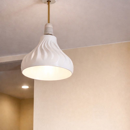 Handmade modern ceiling light white matte with embossed design new