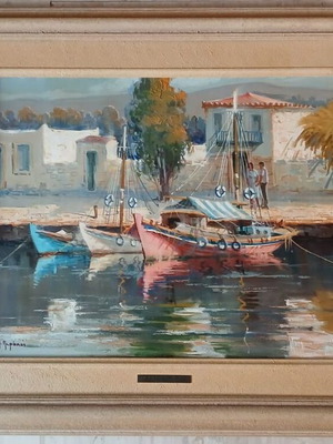 Seascape by A. Perakos (Ioannis Papanelopoulos) oil painting like new