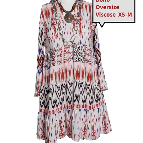 Boho dress Jdy 100% viscose oversized XS-M like new, multicolor