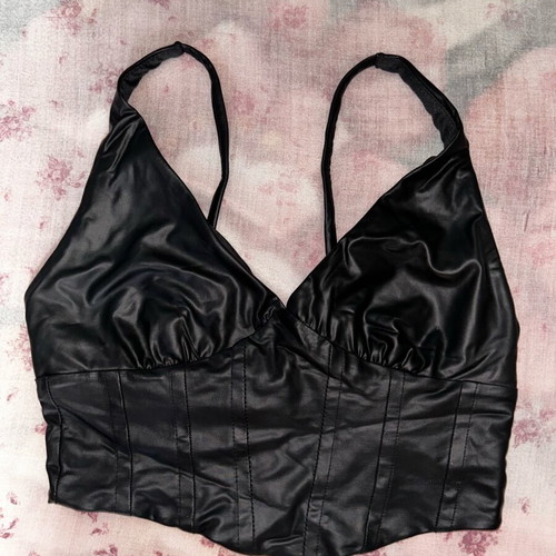 Bershka black satin crop top like new, size Small