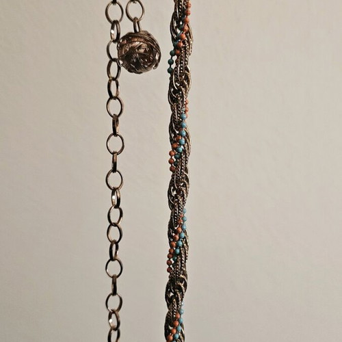 Bronze chain belt like new with orange and blue stones