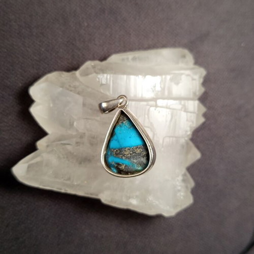 Turquoise Energy Crystal Silver Pendant new