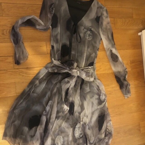 Artisti Italiani dress M gray like new, seta silk