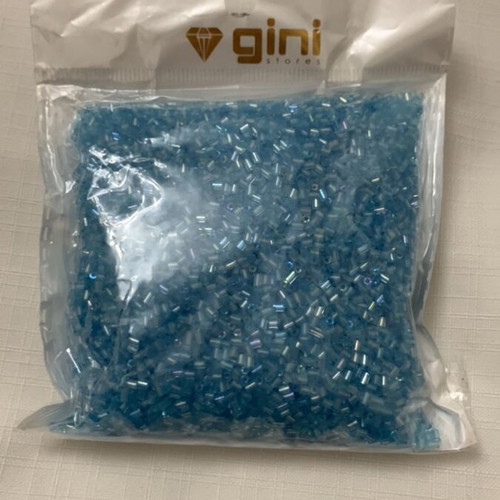 Glass beads tube-shaped open blue, new