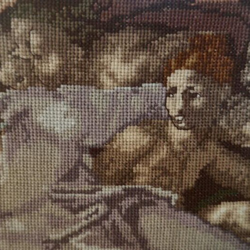 Embroidered painting The Creation of Adam Michelangelo like new