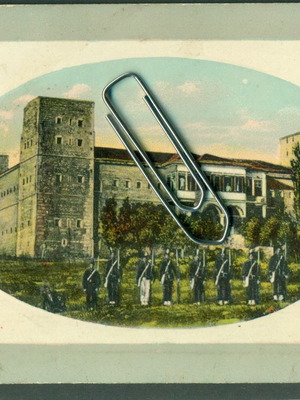 Old postal card Defensive Barracks Arta used, mailed