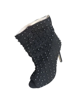 Boots with rhinestones used, black suede with studs