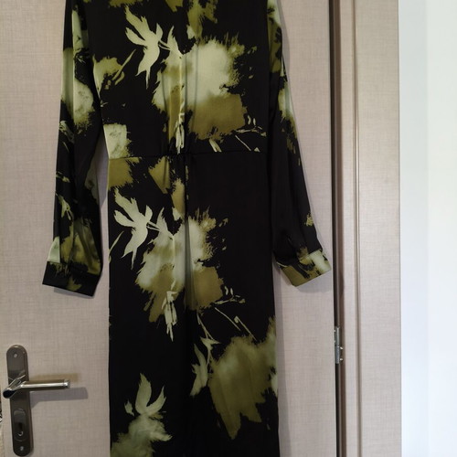 Satin Wrap Maxi Dress Medium with Abstract Print like new