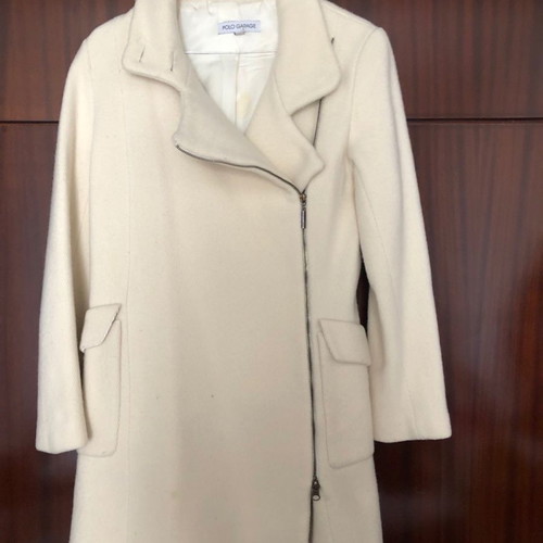 Polo Garage wool coat ivory used with pockets and zipper