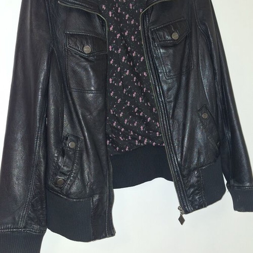 Leather jacket Pull & Bear used, black, size L
