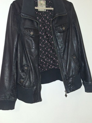 Leather jacket Pull & Bear used, black, size L