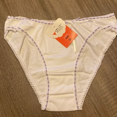 Brazilian style underwear new, one size, cotton, white and purple