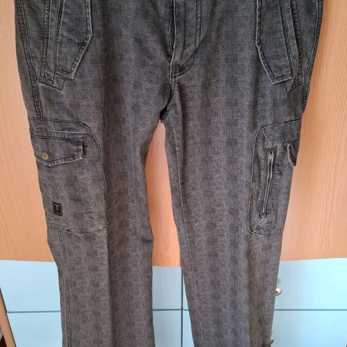 Men's cotton plaid jeans Timezone XL like new, black gray