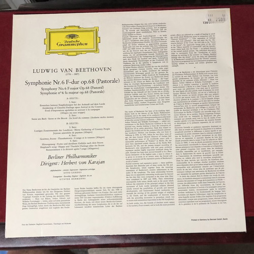 Beethoven Symphony No. 6 Pastorale LP like new, Herbert von Karajan