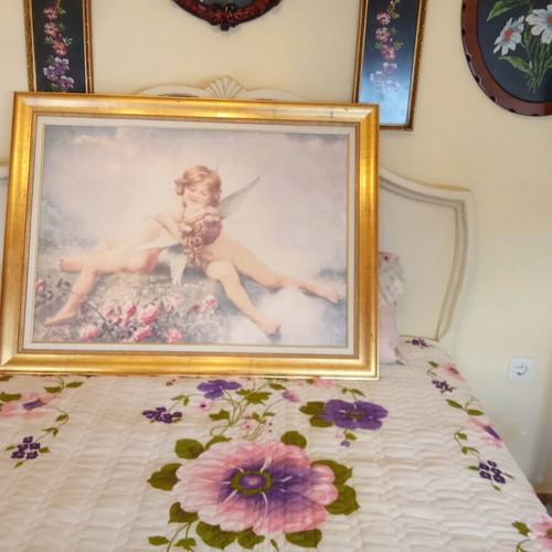 Painting very large with golden frame in excellent condition