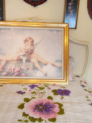 Painting very large with golden frame in excellent condition