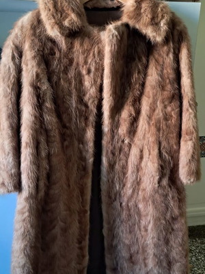 Mink fur coat from whole animal, size L, brown